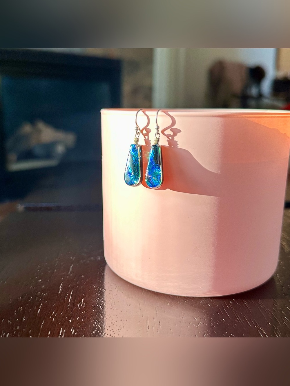 Blue Iridescent Teardrop Dangle Earrings – Alaska Gift Shop